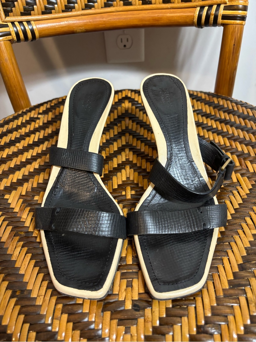 Gucci Sandals Heel Italy 8B 105807 Authentic